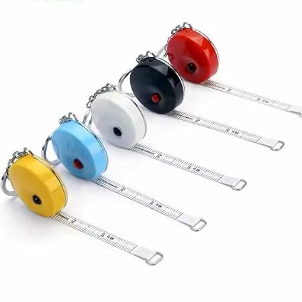 Queen Enterprise 150 cm/60-inch (Round) Multi-color Mini Flexible retraceable Pocket-Roller Tape Measure with Keychain (Random Color 1No) || Mini Colorful Measure Tape in inches and cm ||Tailors Tape