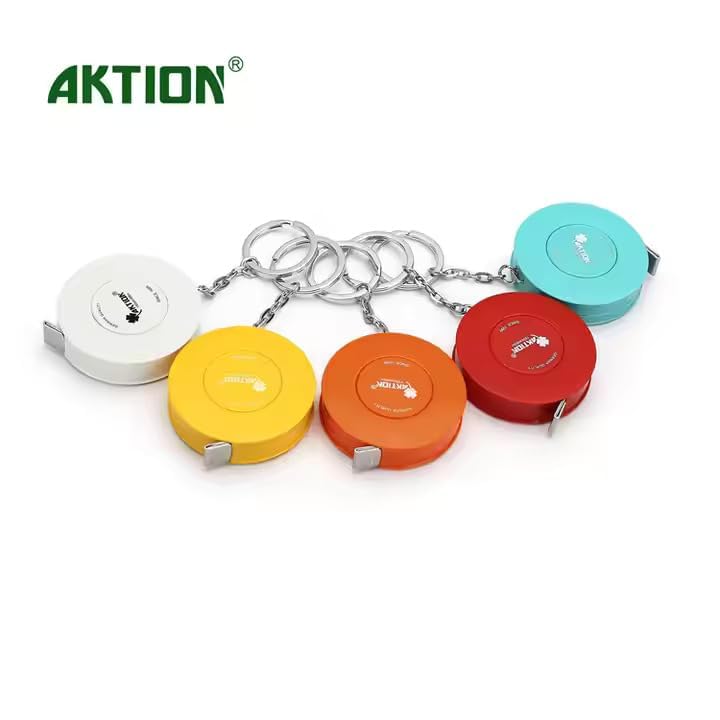 Queen Enterprise 150 cm/60-inch (Round) Multi-color Mini Flexible retraceable Pocket-Roller Tape Measure with Keychain (Random Color 1No) || Mini Colorful Measure Tape in inches and cm ||Tailors Tape