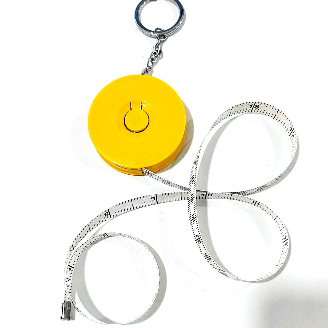 Queen Enterprise 150 cm/60-inch (Round) Multi-color Mini Flexible retraceable Pocket-Roller Tape Measure with Keychain (Random Color 1No) || Mini Colorful Measure Tape in inches and cm ||Tailors Tape