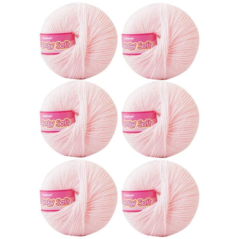 Vardhman Baby Soft Wool Yarn for Knitting & Crochet, 25g (6 Balls) Light Pink | Soft Acrylic Yarn for Baby Sweaters & Crafts
