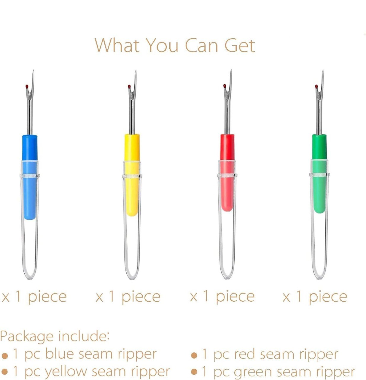 Queen Enterprise Colorful Plastic Handle Thread Cutter Seam Ripper Stitch Unpicker Sewing Tool for Home Supplies- 4Pcs, Multicolour