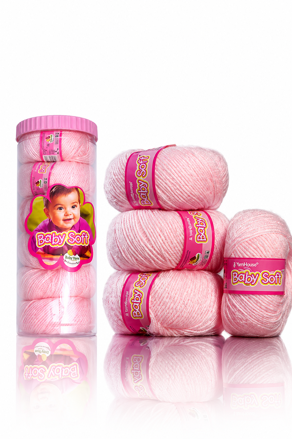 Vardhman Baby Soft Wool Yarn for Knitting & Crochet, 25g (6 Balls) Light Pink | Soft Acrylic Yarn for Baby Sweaters & Crafts